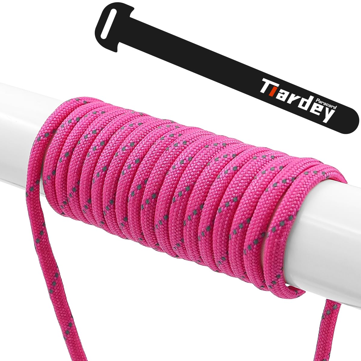 Tiardey PPR-060 Reflective Paracord 4mm 100ft (31m) 7 Core Strand,Tear-resistant,Nylon Cord,Mil Spec Type III Paracord,Holds up to 250kg for Outdoor Survival Camping