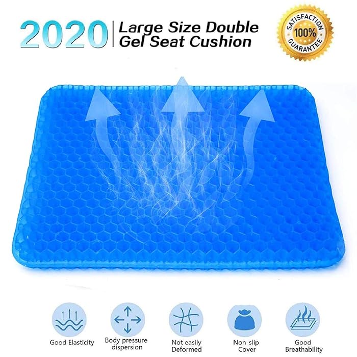 Buy Gel Seat Cushion, for Long Sitting Double Thick Gel Seat Cushion Breathable Chair
