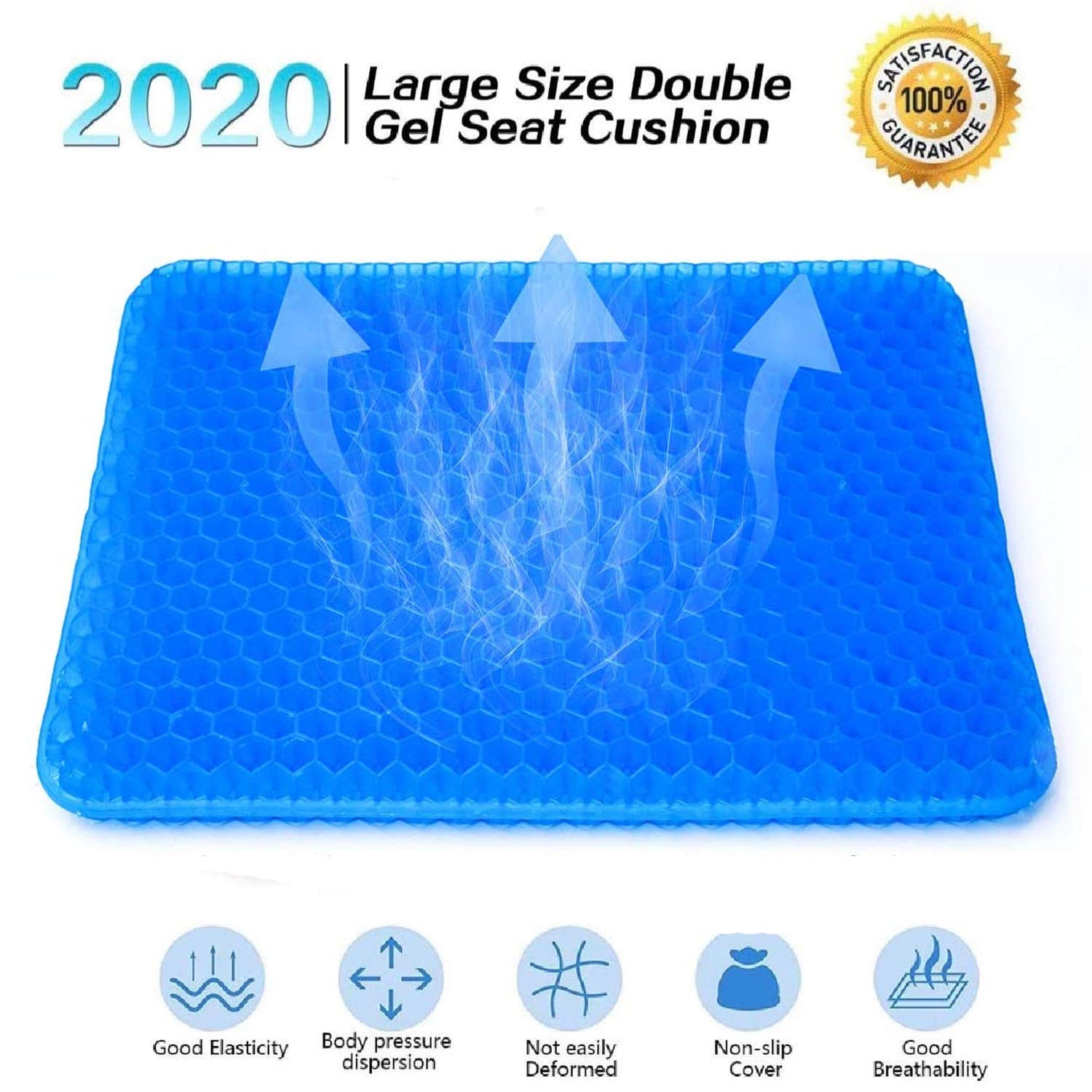 Buy Gel Seat Cushion, for Long Sitting Double Thick Gel Seat Cushion
