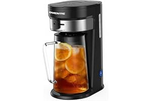 OVENTE Iced Tea Maker and Iced Coffee Maker with 3QT Pitcher, Sliding Brew Strength Selector for Taste Customization and Reusable Filter, Ideal for Lemonade, Latte and Flavored Water, Black CMT215B