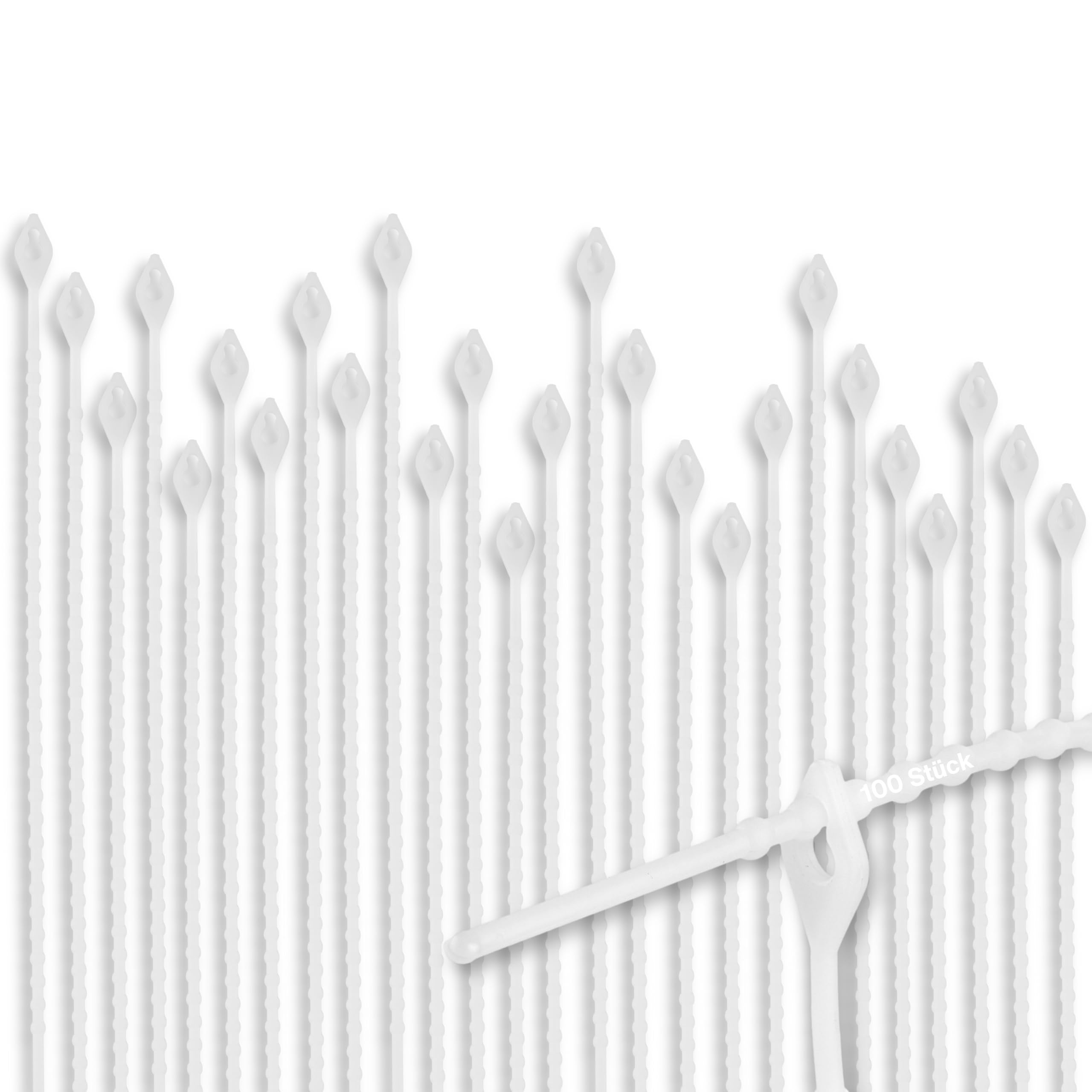 REV 0508349555 Cable Ties, Knotted Band, Resealable, 18 cm, Pack of 100, White