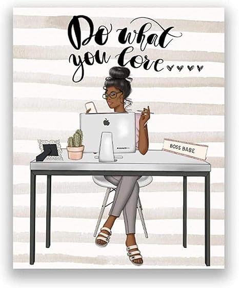 Amazon Co Jp 現代ポスター黒人女性イラストファッションアートプリント女の子ボスポスターホームオフィスの装飾壁の写真女の子40x60cmフレームなし ホーム キッチン