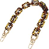 BEIQIYA Leopard Print Purse Chain Straps, Vintage Acrylic Bag Handle Extender Chain Replacement, 15in Shoulder Strap Charms Accessories for Handbags Clutches Cross Body Bags Backpacks