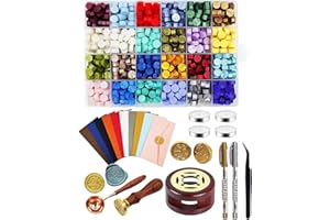 Wax Seal Stamp Kit, Wax Sealing Kit 24 Colors 624Pcs Wax Seal Beads with 2 Wax Seal Stamp, Sealing Wax Warmer, Wax Seal Metal