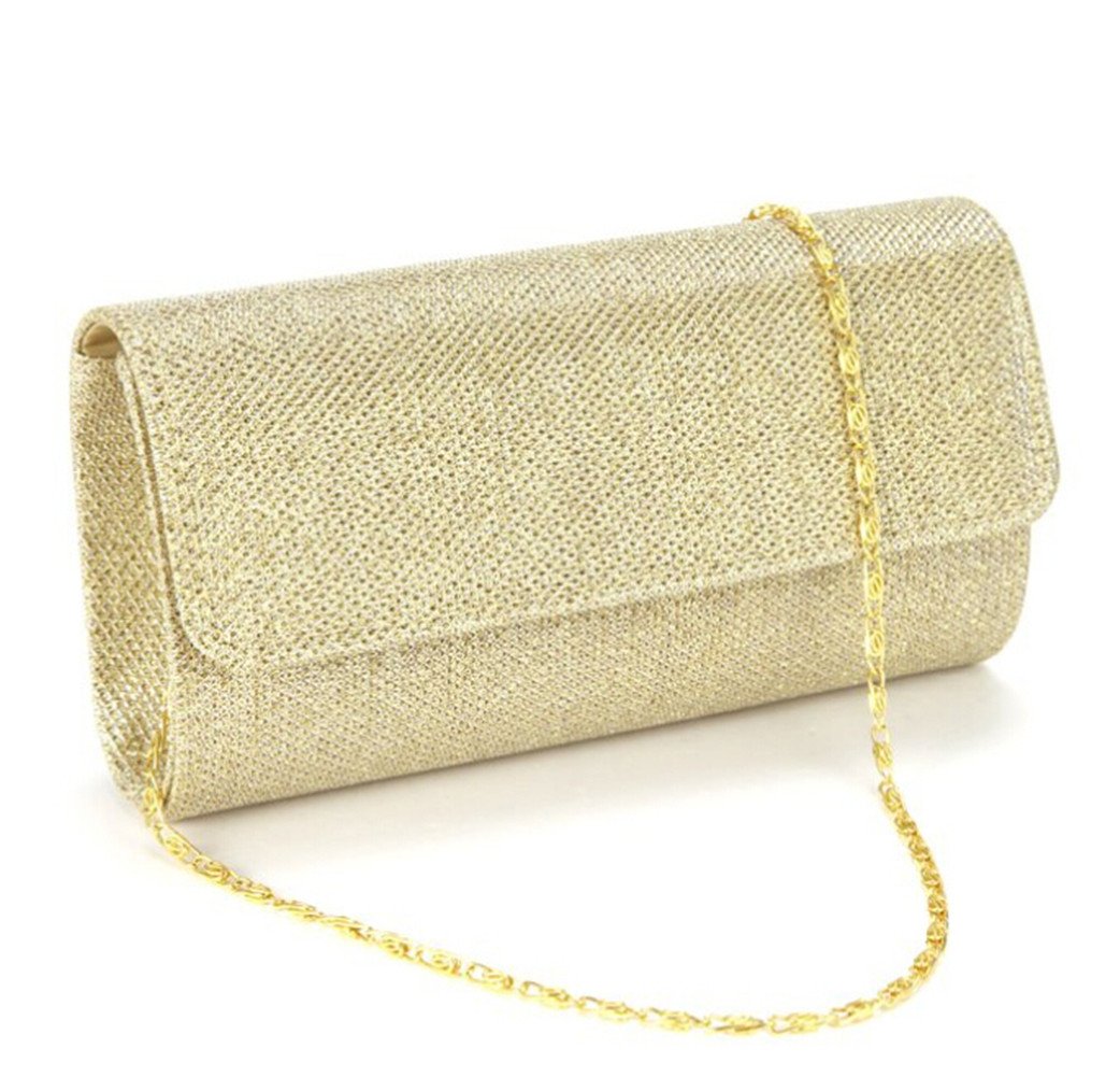 Damara Satin Clutch Tasche - Elegante Abendtasche Mit Kette Champagner