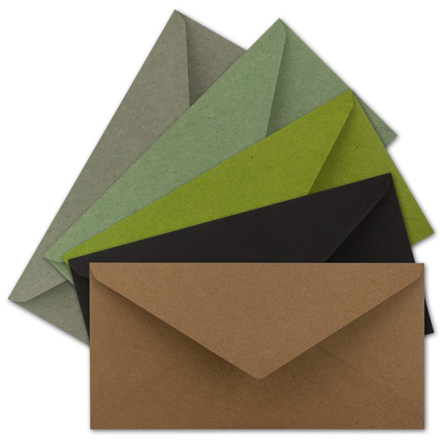 50x letter envelopes color mix package DIN long - 110 x 220 mm (11 x 22 cm) - wet glue - vintage kraft paper natural paper envelopes - ideal for invitation cards