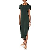 Amazon Essentials Women's Jersey Standard-Fit Short-Sleeve Crewneck Side Slit Maxi Dress (Previously Daily Ritual)