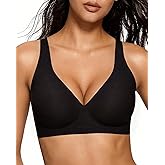 Women's Wireless Jelly Bra, Lift Supportive Full Coverage Plus Size Comfort Deep V Everyday Bra