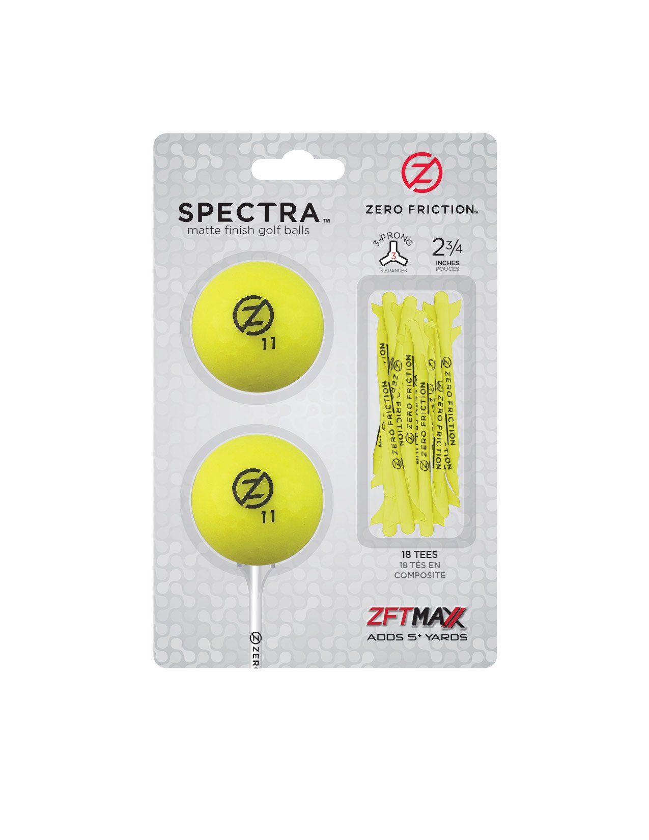 Zero Friction Spectra 2 Ball/Tee Pack, Neon Yellow