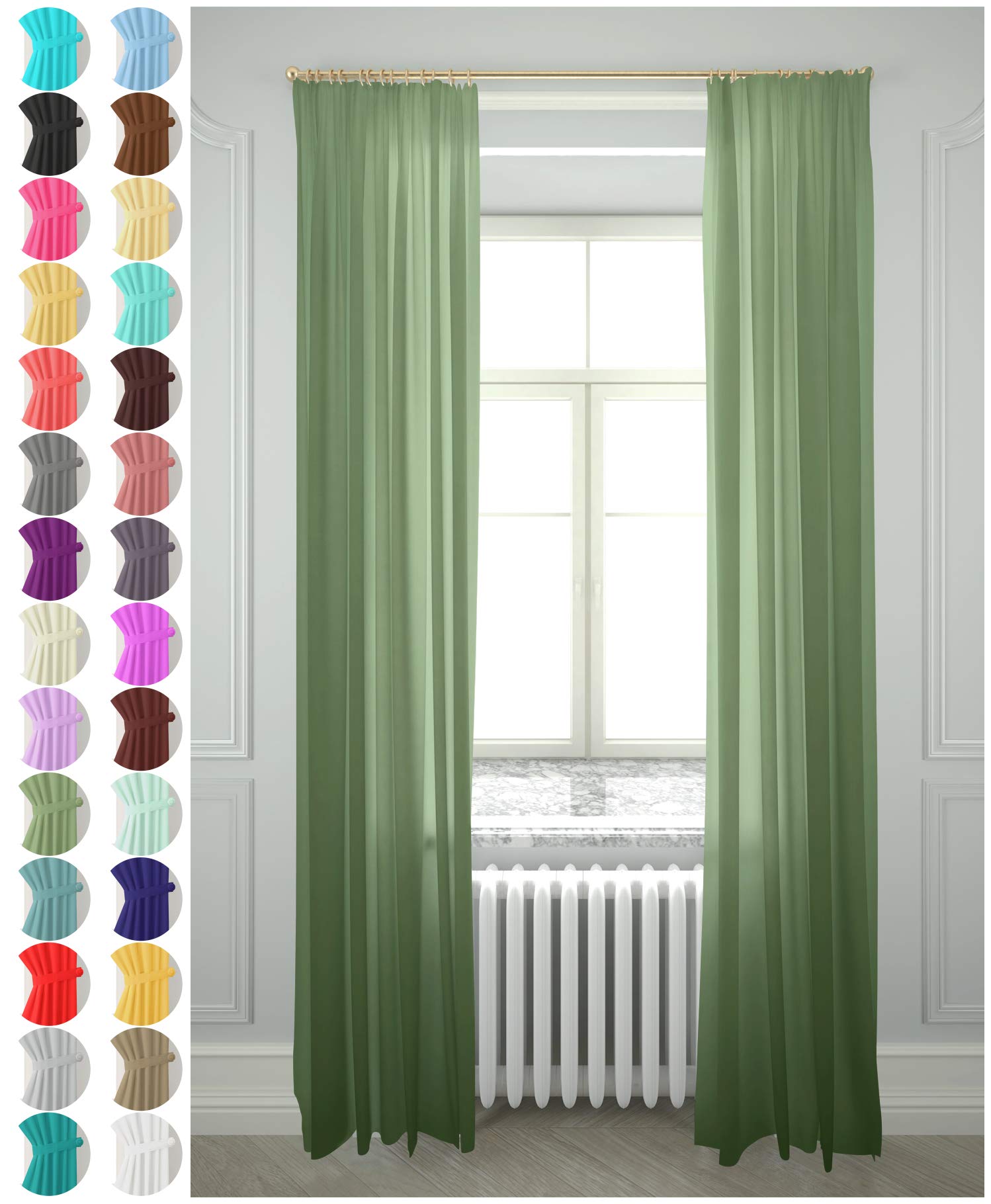 Megachest gathering tape voile curtain(moss W 56" x L 48" (2 Panels)