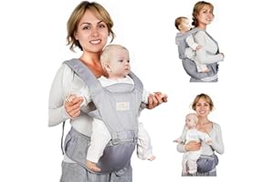 Mumgaroo Baby Carrier Newborn to Toddler, 6-in-1 Front and Back Baby Hip Carrier One Size Fits All Adjustable Toddler Carrier Hip Carrier for Baby with Hip Seat Adapt to Newborn, Infant & Toddler