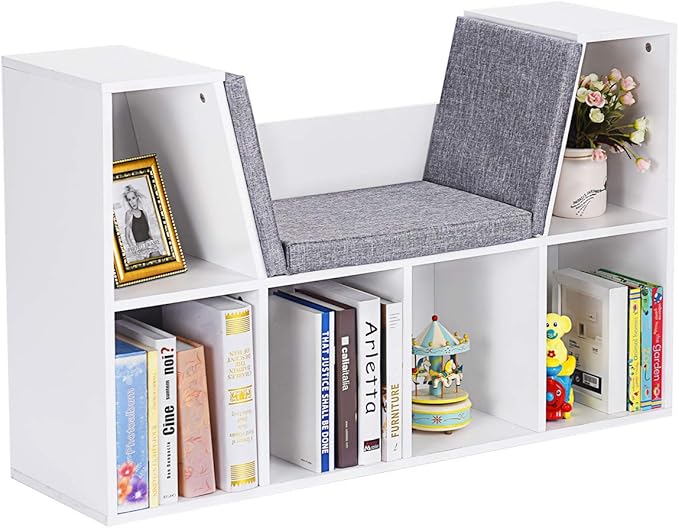 COSTWAY 6Cube Kids Bookcase, Wooden Display Shelving Unit Organizer