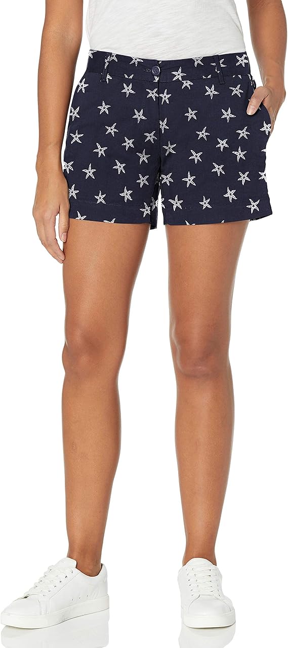 Buy Nautica Women's Tailored Stretch Cotton Patterned Short, Maritime