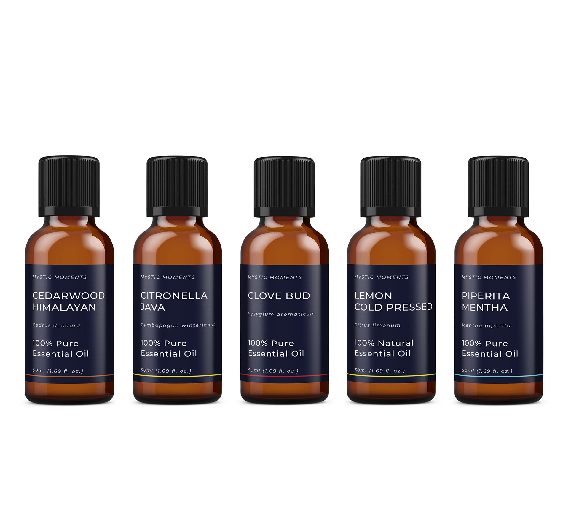 Mystic Moments | Insect Repellent Essential Oils Gift Starter Pack | 5 x 50ml | Cedarwood Himalayan, Citronella Java, Clove Bud, Lemon Cold Pressed & Peppermint