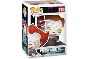 HOFSM.COM HALL OF FAME SPORTS MEMORABILIA Bill Skarsgard Pennywise #780 with Balloon Facsimile Signed Reprint Laser Autographed Funko POP! Movies IT Figurine with Protector Case