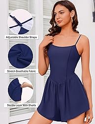 Ekouaer Womens Summer Sleeveless Workout Rompers