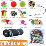 Speedy Panther 21Pcs Cat Toys Collapsible Tunnel Interactive Wand Ball Feather view 2