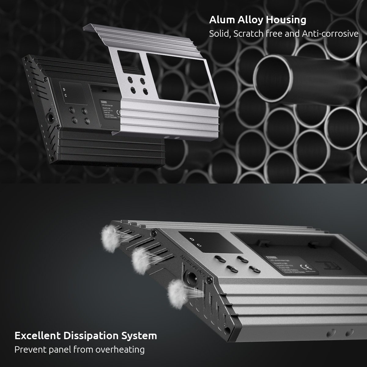 ESDDI LED Camera/Camcorder Video Light Panel for Lighting in Studio or Outdoors, 3200K to 5600K Variable Color Temperature, Ultra Thin Anodized Aluminum Housing