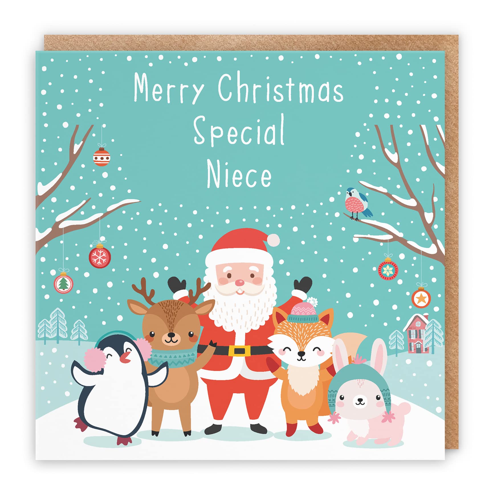 Hunts England - Niece Christmas Card - Merry Christmas Special Niece - Santa & Friends Collection - Fun Card — image 1