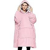 KFUBUO Wearable Blanket Hoodie for Adult Sherpa Oversized Hoodie Sweatshirt Blanket with Pockets Birthday Gifts for Women Pink