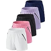 Liberty Imports 1 or 5 Pack Womens Workout Gym Shorts with Zipper Pockets, Ladies Casual Lounge Wear Active Athletic Apparel