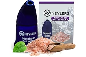Nevlers Navy Blue Himalayan Salt Inhaler w/ 6 Oz Coarse Pink Himalayan Sea Salt | Ceramic Portable Himalayan Pink Salt Inhaler for Lungs & Nose | Homeopathic Natural Asthma Relief Smelling Salts