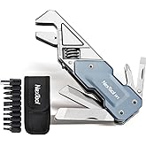 NexTool EDC Multi Tool, 6 in 1 Wrench Multitool with Knife, Flat/Phillips Screwdriver and Bottle Opener, Bike Multitool with 9 in 1 Bits Set and Nylon Pouch for Cycling Maintenancen, Household Repairs