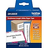 Brother Genuine, DK-2205 Continuous Paper Label Roll, Cut-to-Length Label, 2.4” x 100 Feet, (1) Roll Per Box