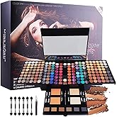 Pure Vie All-in-One Holiday Gift Makeup Set Essential Starter Bundle Include Eyeshadow Palette Lipgloss Concealer Blush Eyebrow Foundation Face Powder Eyeliner Pencil - Make up Kit for Women Full Kit