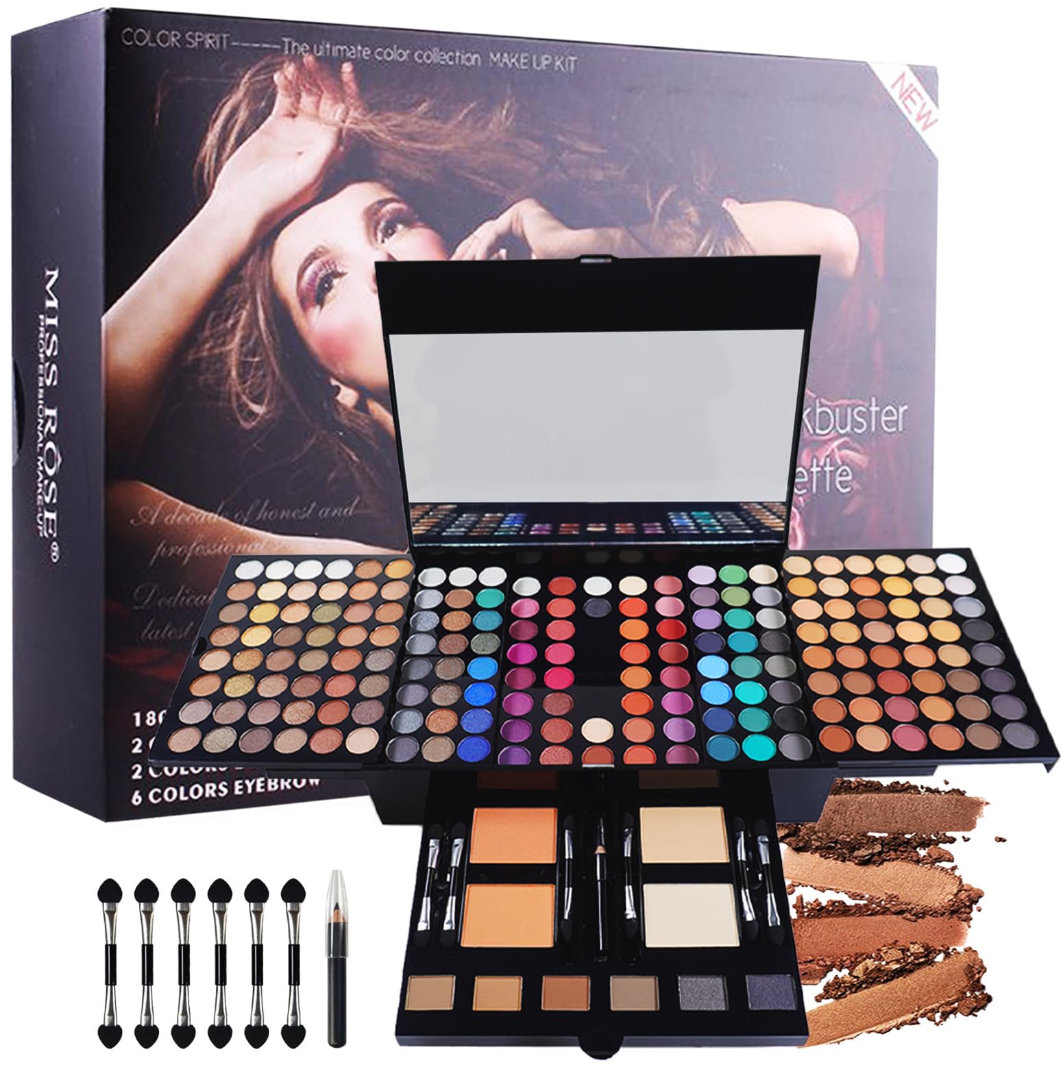 Pure Vie® Professional 180 Colours Eyeshadow Concealer Blush Lip Gloss Palette Makeup Contouring Kit - Ideal for Professional and Daily Use