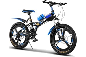 Axdwfd Kids' Bikes Folding Children's Mountain Bike Variable Speed Off-Road Vehicle 9-14 Years Old Men and Women Shock Absorp