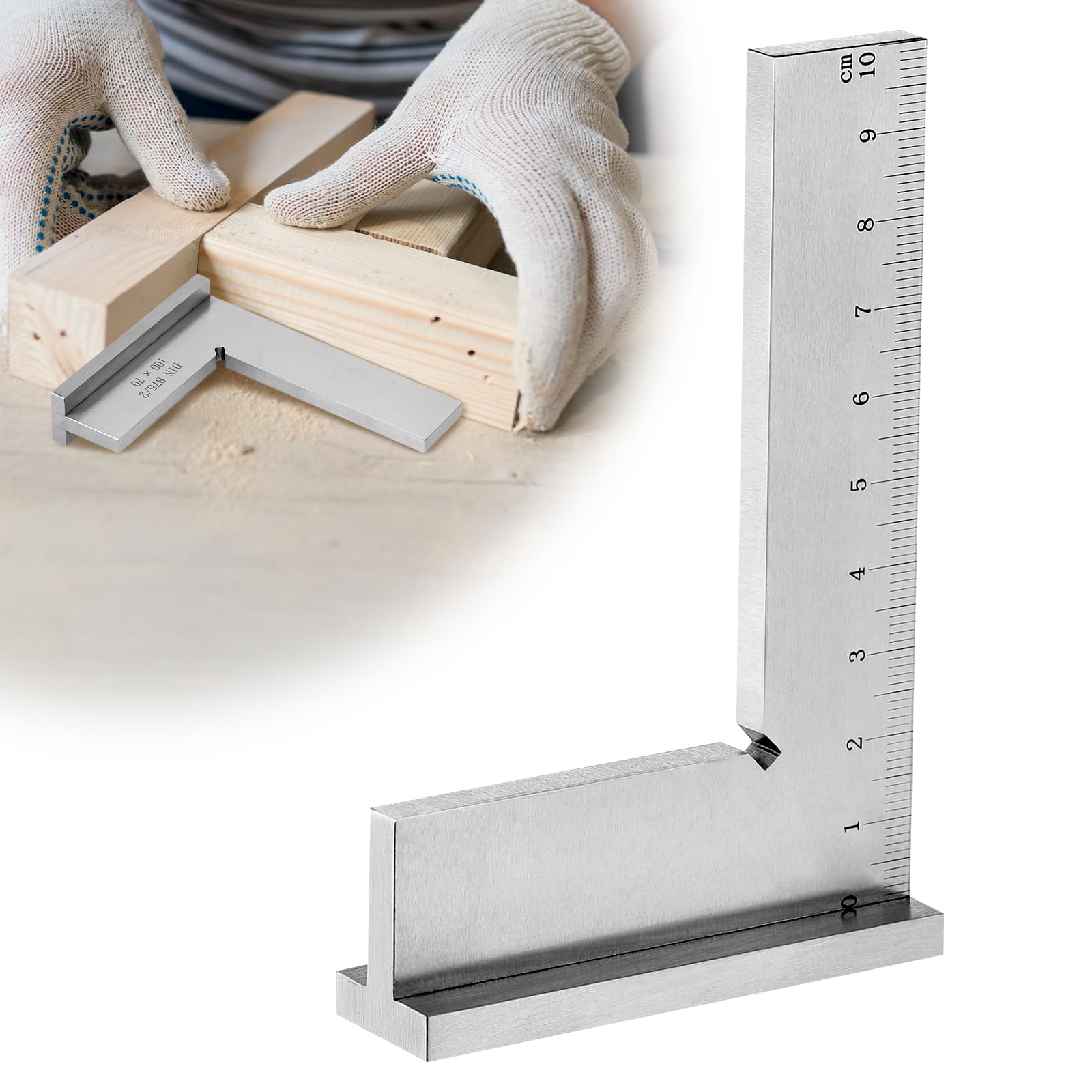 Fentar Engineers Square, Precise Right Angle Ruler Blocks Set Square Metal, Solid Carbon Steel Engineering Tools Carpenters Squares, 90 Degree Try Squares with Base for Woodworking Machine Set-up