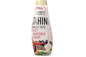 Mighty Sesame Co. Harissa Tahini, Spicy Chili Squeezable & Ready Sesame Paste, 10.9oz | Whole Seed, Gluten Free, Vegan, Non GMO, Keto Friendly, Kosher