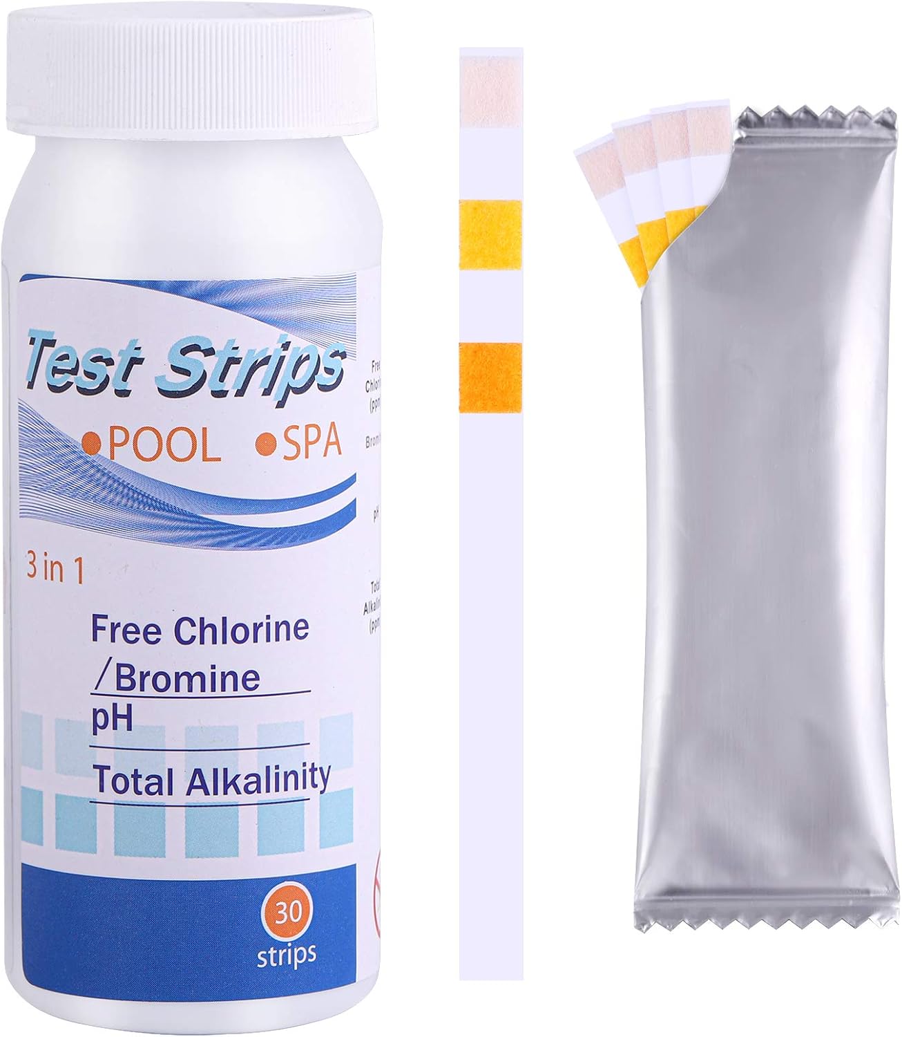 ADXCO 30 Pieces Water Test Strips, 3 in 1 Pool and Spa Dipping Test