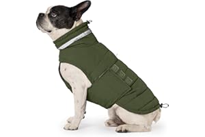 Mklhgty Waterproof Dog Coat for Medium Dogs, Warm Dog Winter Jacket, Reflective Windproof Turtleneck Dog Cold Weather Coats with Adjustable Hook & Loop - Green - M