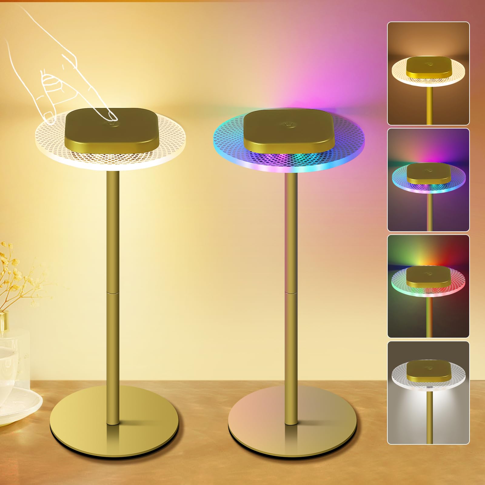 Photo 1 of LOFTEK Cordless Table Lamps Set of 2, Rechargeable Table Lamp, Up to 55 Hrs Ultra-Long Battery Life, Eye-Friendly, Touch Dimming, Portable Wireless Ambient Lighting (Gold, 2 Pack)