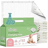 Ultra Absorbant Disposable Changing Pads for Baby, 50 Pack, Green Elephant | leak proof and absorbent, super soft, BPA free, for diaper changes and on the go