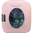 Frigidaire Retro Mini Personal Fridge Cooler, Holds 9L or 12 Cans, Portable for Car, Office, Bedroom, Dorm Room, or Cabin, Features Plugs for Home Outlet & 12V Car Charger - 10"D x 7"W x 10.5"H, Pink