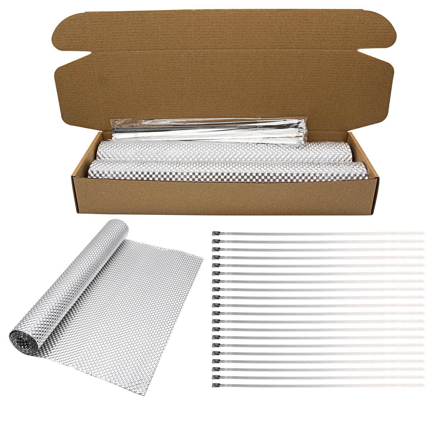 Photo 1 of Luumtee 2 x 15" x 39" Rolls Exhaust Heat Shield Automotive,Embossed Aluminum Heat Shield Kit with 20PCS Stainless Steel Ties for Muffler Exhaust Wrap, Fire Wall,Heat Barrier,Wall Behind Grill