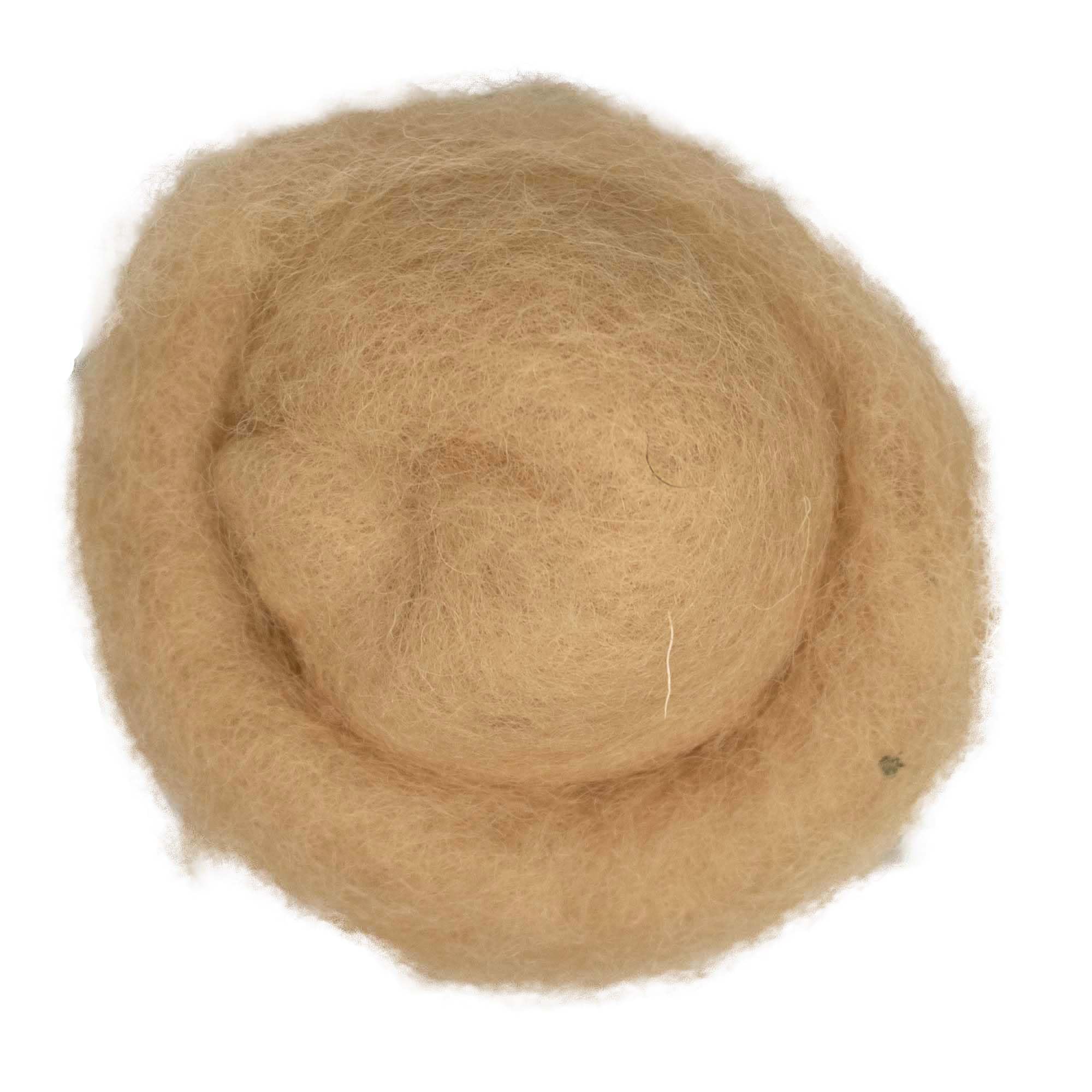 The Felt Box Carded Needle Felting Wool Maori DHG Natural Carded Batt with Coarse Short Fibres 100g -Dune