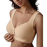 SHARICCA Seamless Front Closure Bras for Women Wireless Full Coverage Support Bra Comfortable No Underwire Everyday Bras