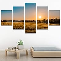 SIGNWIN 5 Panel Canvas Wall Art Cityscape Sunset for Home Decorations Ready to Hang - 60