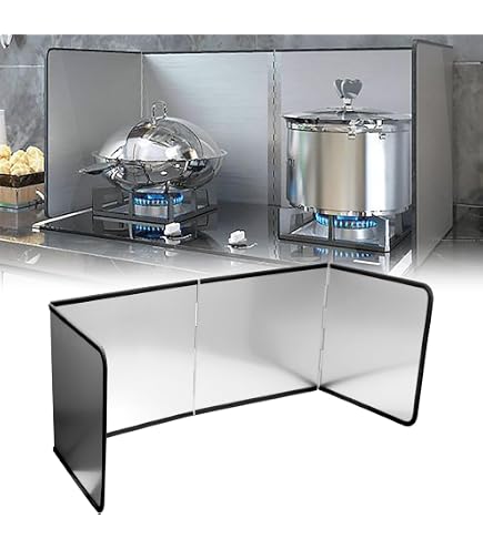 Écran de protection pliable en acier inoxydable anti-éclaboussures pour cuisinière à gaz avec revêtement résistant à la chaleur et surfaces antiadhésives Argenté 29 x 40 cm