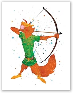 PGbureau Robin Hood Art Poster – Kids Wall Art Decor Print – Wanted Robin – Cartoon Artwork – Baby Bedroom (8x10)