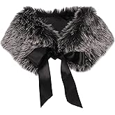 Felice Ann Women Fall Winter Warm Soft Faux Fur Collar Scarf Self Tie Warp Neck Warmer
