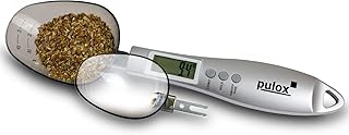 Löffelwaage PLW-100 von Pulox mit zwei Löffeln 25 ml und 45 ml von 0,1 g genau bis 300 g Tragkraft Digitale Küchenwaage, Feinwaage