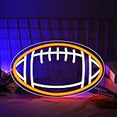 Football Neon Sign for Wall Decor, Dimmable LED Light, Rugby Shaped Neon Light for Man Cave, Teens, Boys, and Girls' Bedrooms and Game Rooms Decor - Fans Present