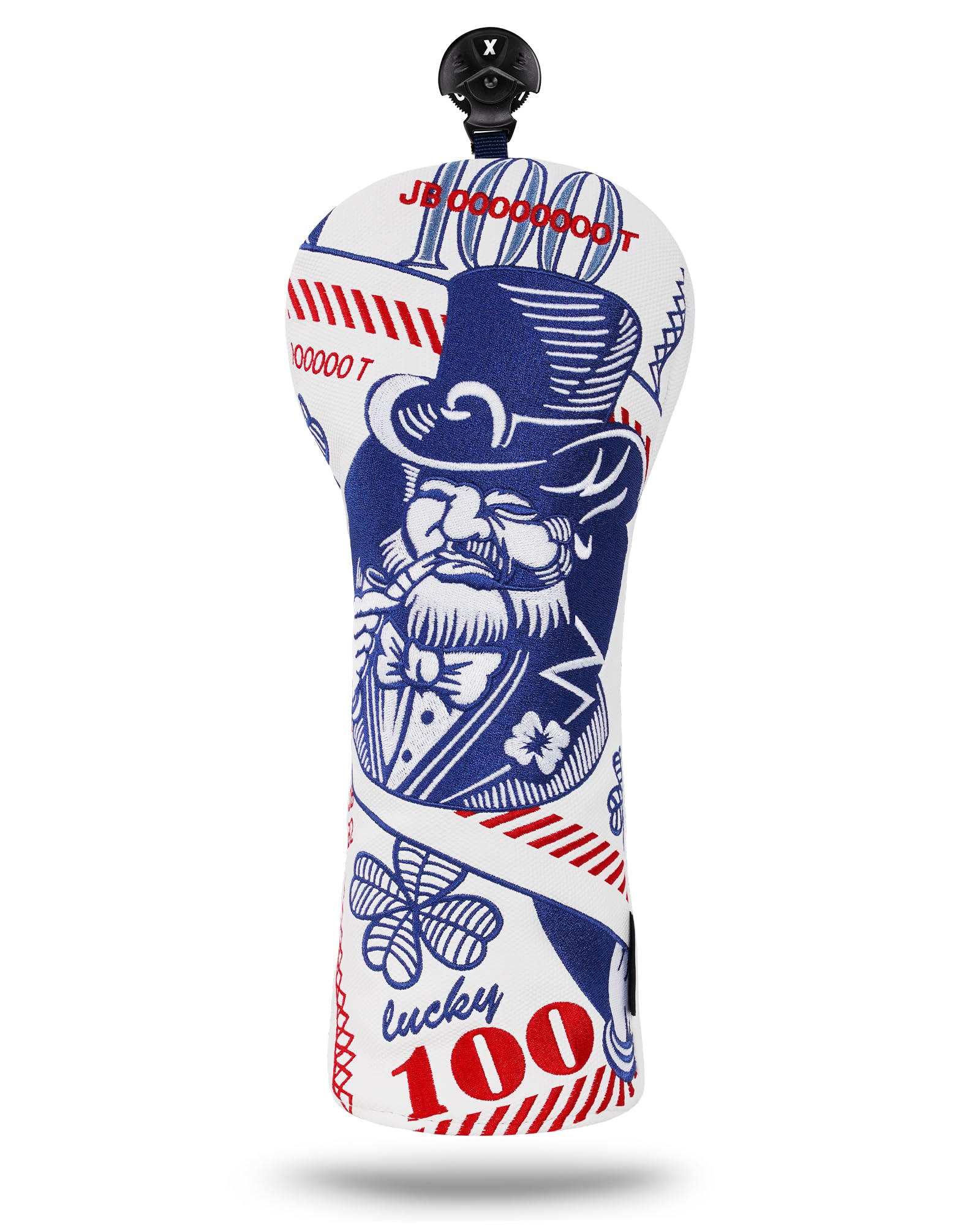 Golf Club Head covers Fairway Wood FW with Interchangeable Number Tag 3457X Elastic Closure White PU Leather St. Patrick Pattern