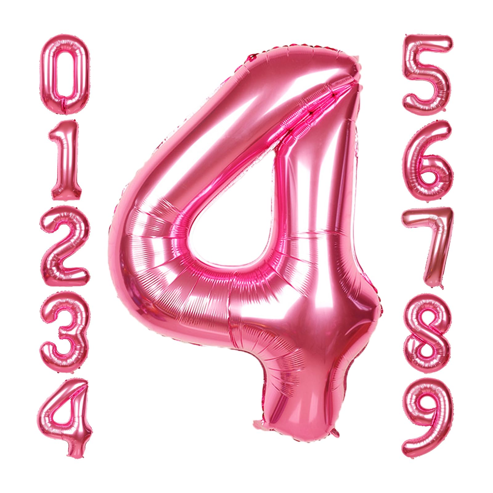 Photo 1 of 40 Inch Giant Hot Pink Number Balloon, Mylar Foil Helium Hot Pink Balloons for Birthday Party, Number 4 Balloon for Birthday Decorations, Hot Pink 4 Birthday Balloon