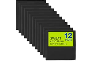 CYCLXY 12 Pack Sweat Absorbing Handkerchiefs,Gym Workout Towels Microfiber Sweat Rags Towels for Men & Women, Running Sports accessories Small Cloth for Face Hand,Black Hankies (10" x 10")